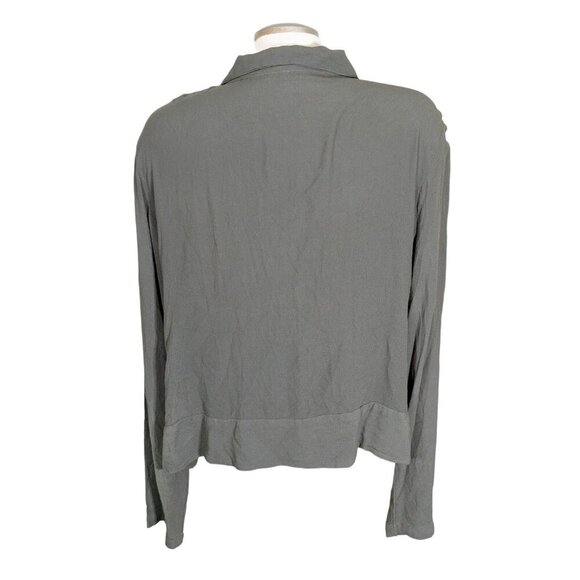 CP Shades Blouse Top Womens Small Green Button Front Rayon Collared Boxy Shirt - Picture 3 of 7